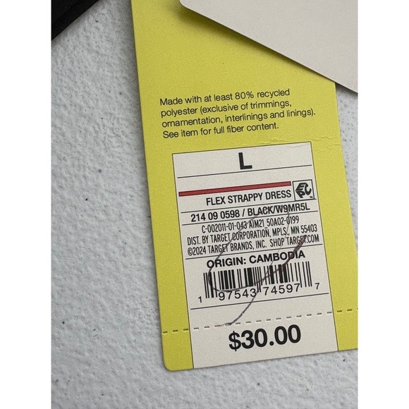 All in Motion Womens Flex Strappy Dress Black Racerback Built-In Liner L - Picture 5 of 11